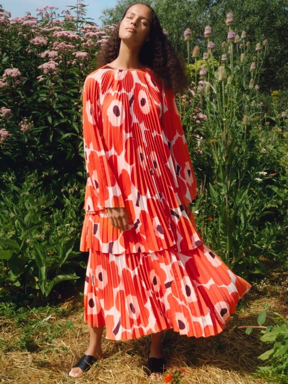 Marimekko Lepatus Pleated Unikko Print Tunic & Skirt Two-Piece Set Size XS